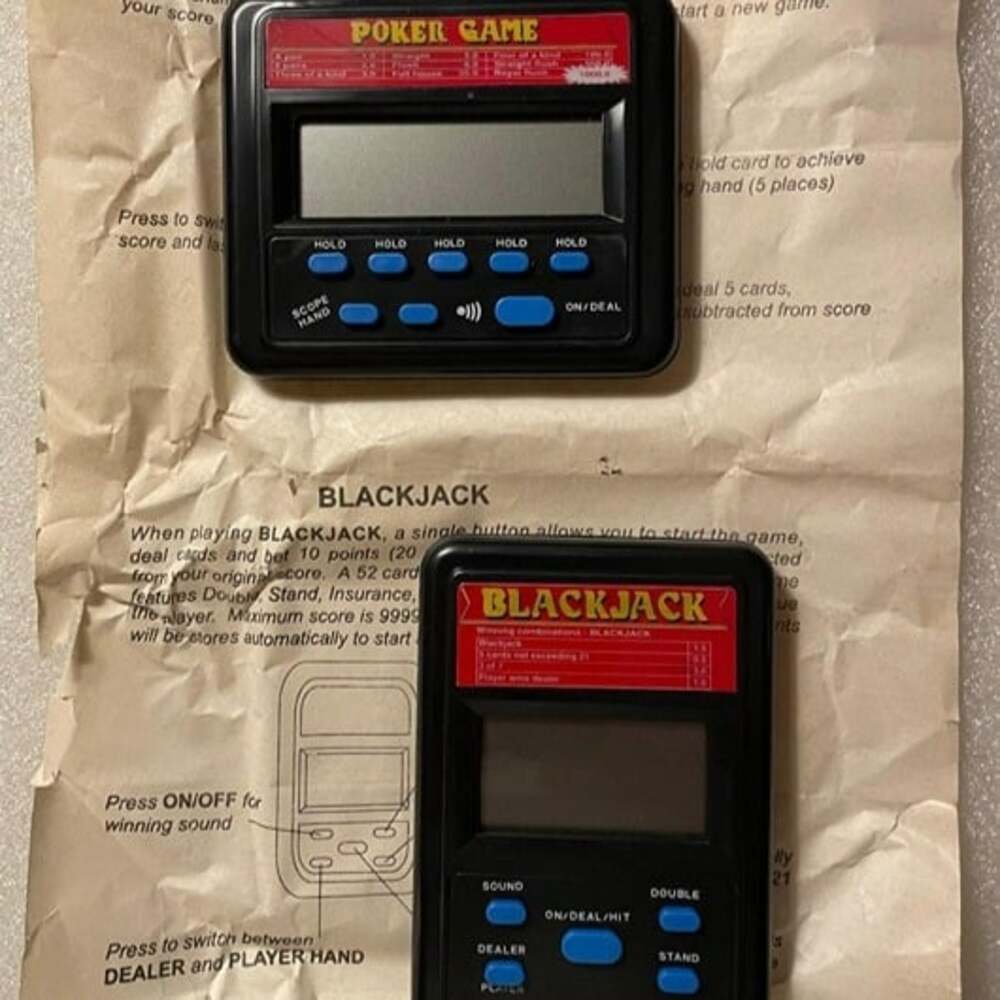 Vintage Handheld Electronic Casino Game Lot (Poker & Blackjack)~Tested & Working